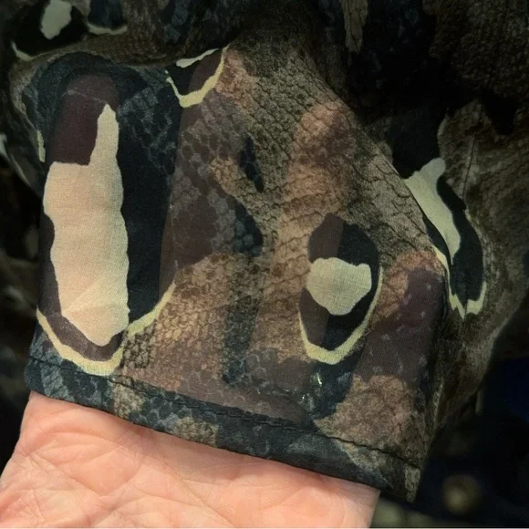 Just Cavalli Silk Sheer Reptile Print Blouse (M) - Picture 6 of 7